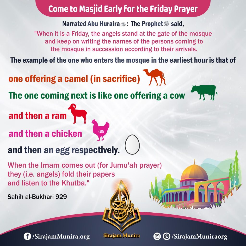 Come to Masjid Early for the Friday Prayer