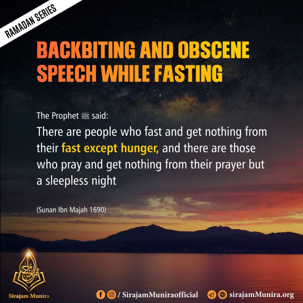 Backbiting and obscene speech while fasting